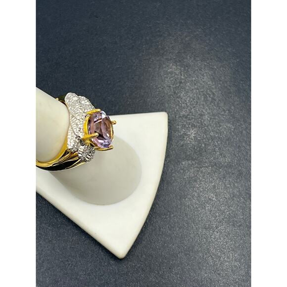 RT 925 Sterling Silver Vermeil Rose de France Amethyst Diamond
Ring Size 7.5 - Picture 6 of 11